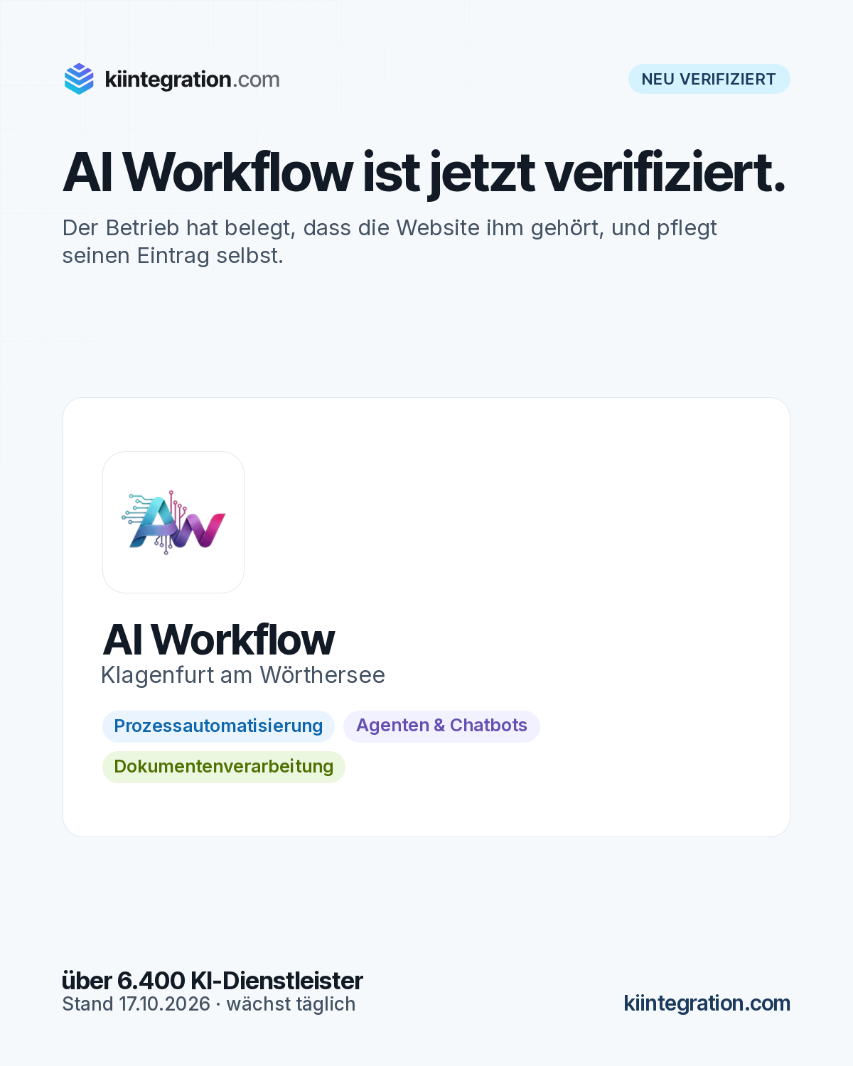 AI Workflow ist jetzt verifiziert.